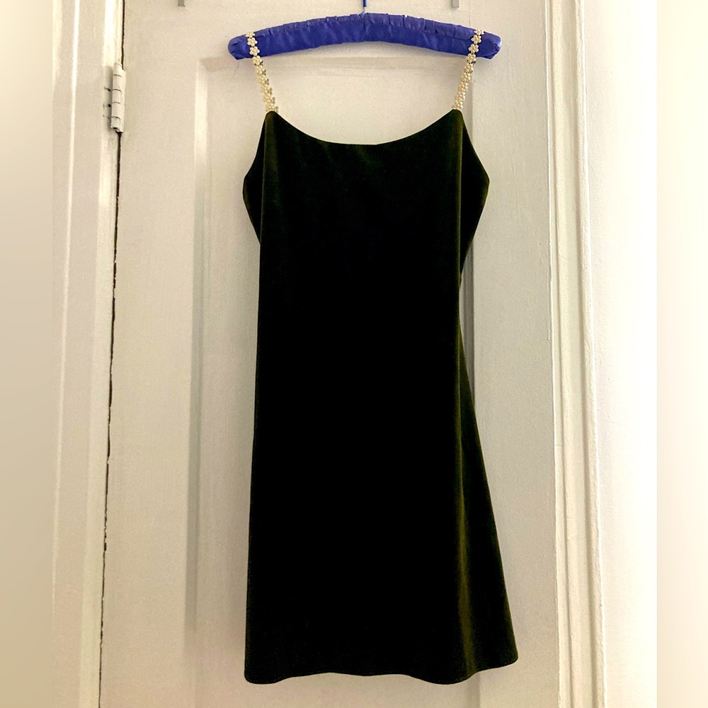 Dark green velvet mini dress